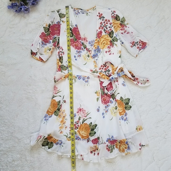 Reformation Monica Crepe Ruffle Wrap Mini Dress - Picture 7 of 10